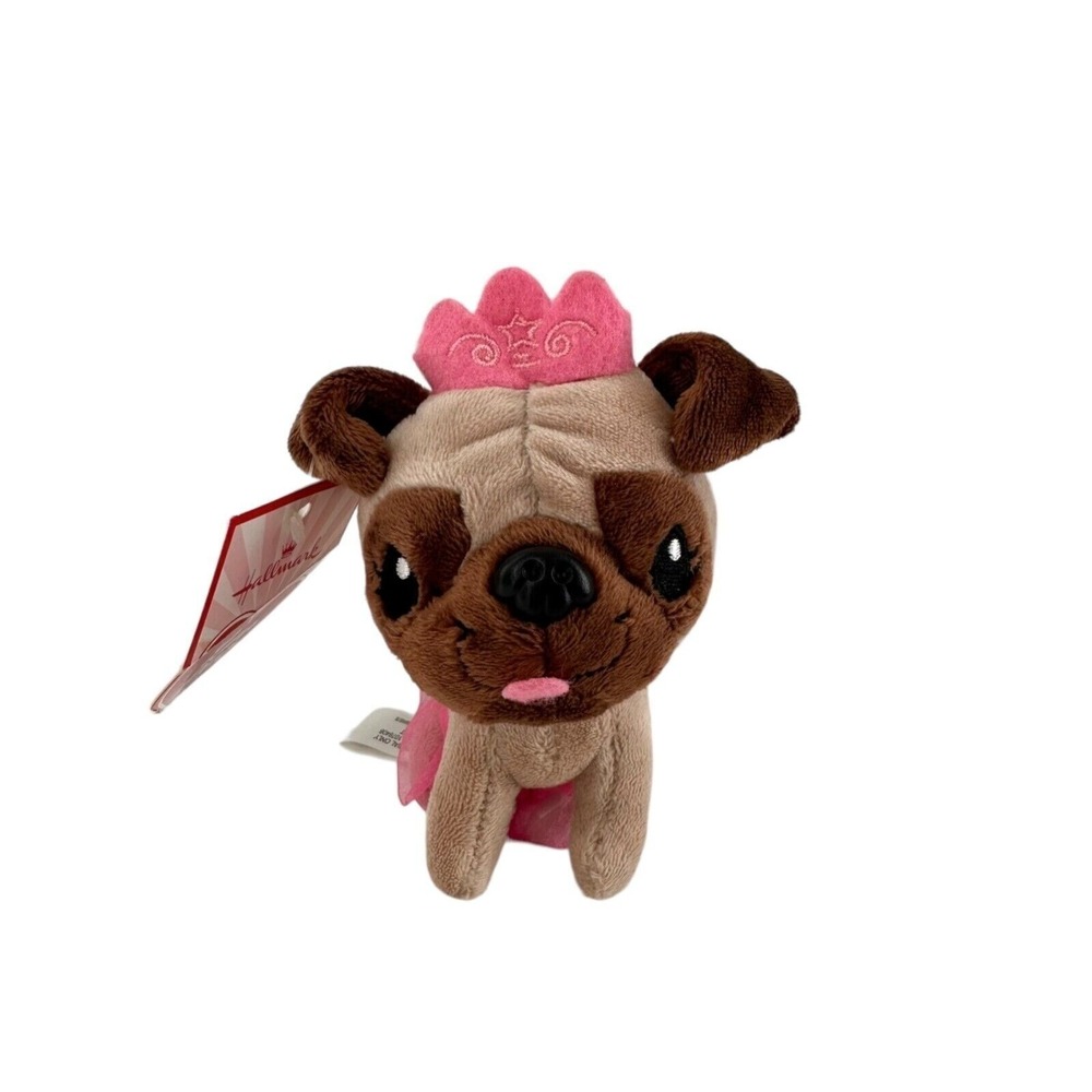Hallmark Love Pug Mini Plush Dog Pink Tutu Crown‎ Puppy Lovey stuffed Animal b